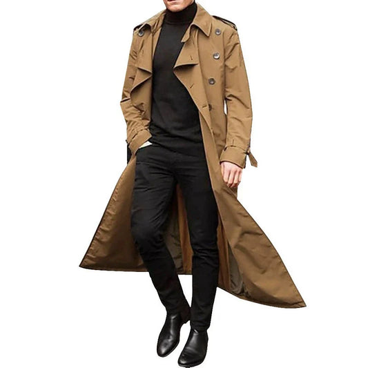 Men’s Trench Coat – Tailored Fit – Double-Breasted – Notched Lapels – Epaulettes