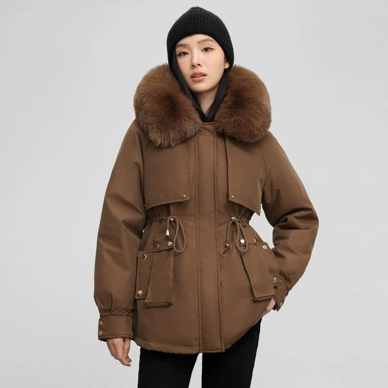 Women’s Parka Jacket – Water-Resistant – Relaxed Fit – Detachable Faux Fur Collar