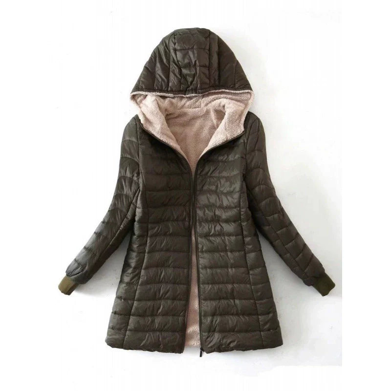 Women’s Puffer Coat – Quilted Water-Resistant – Plush Lining – Mid-Length Fit