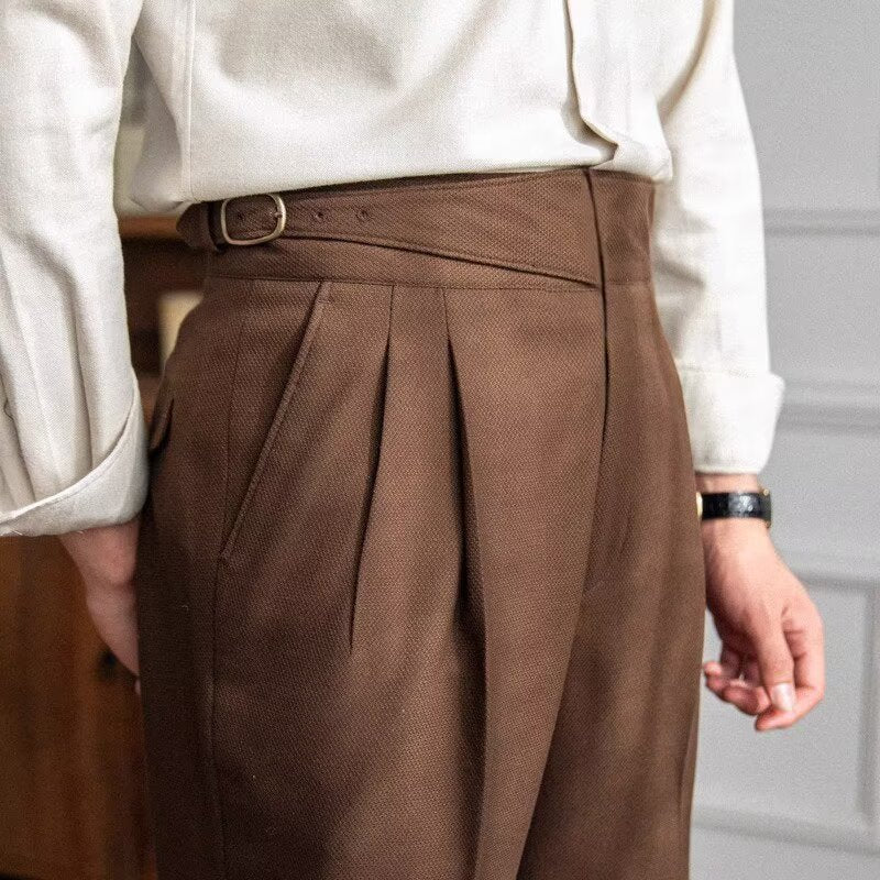 Men’s Dress Pants – Tailored Fit – High Waist – Straight Leg – Pleated Front Wool Blend