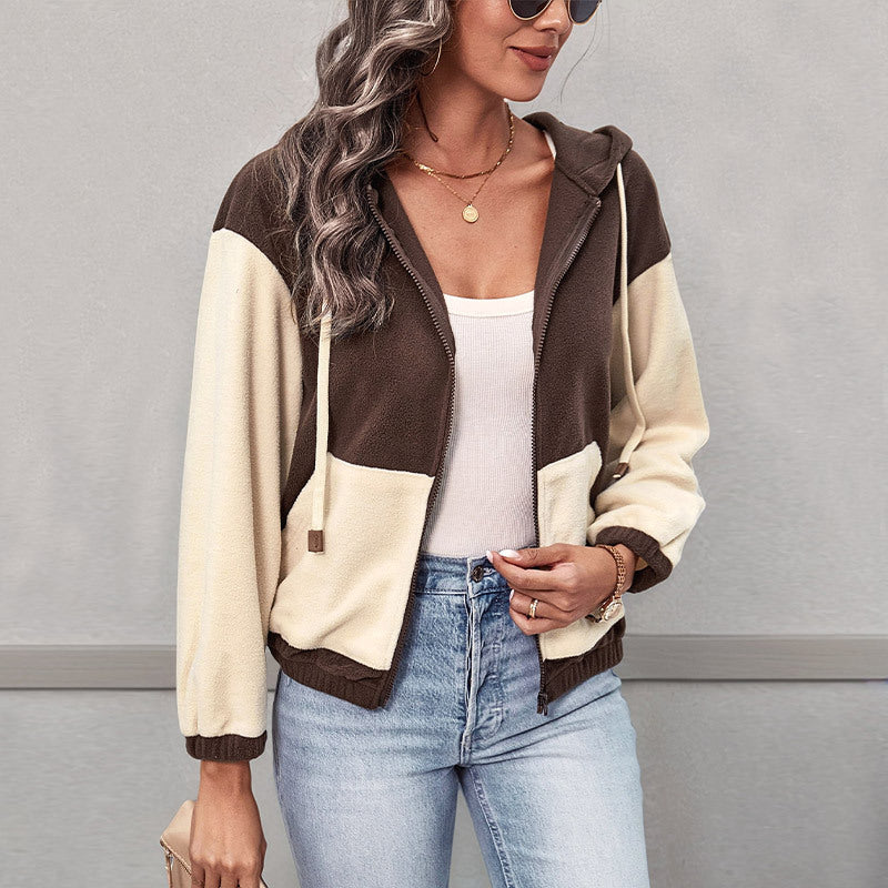 Women’s Hoodie – Fleece Lined – Relaxed Fit – Zip-Up Striped Casual Layering