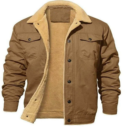 Men’s Utility Jacket – Relaxed Fit – Sherpa Lined – Snap Button Front – Chest Pockets