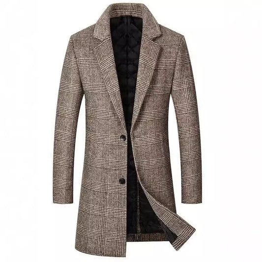 Men’s Overcoat – Wool Blend – Regular Fit – Mid-Length – Notched Lapel – Quilted Lining