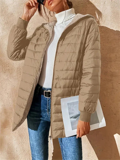 Women’s Puffer Coat – Quilted Water-Resistant – Plush Lining – Mid-Length Fit