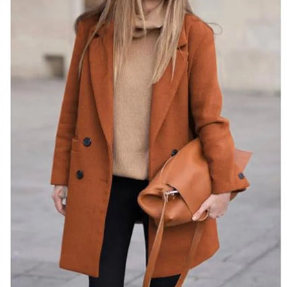 Women’s Trench Coat – Tailored Fit – Wool Blend – Double-Breasted – Mid-Thigh Length