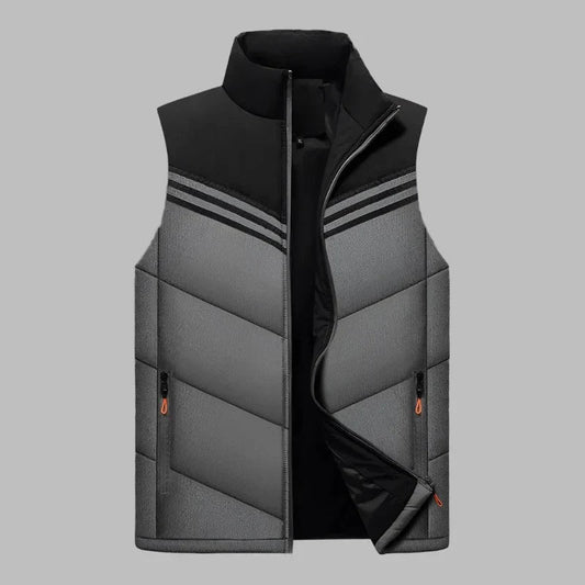 Men’s Padded Vest – Slim Fit – Quilted Insulation – High Collar – Zippered Pockets