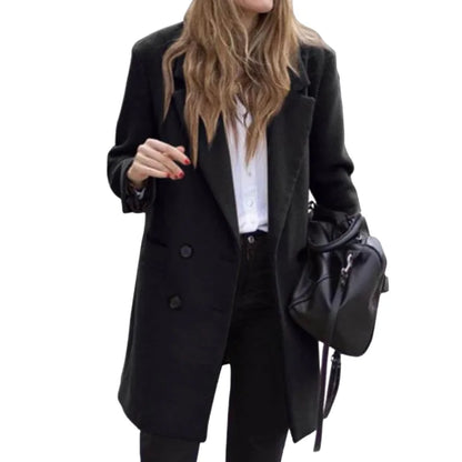 Women’s Trench Coat – Tailored Fit – Wool Blend – Double-Breasted – Mid-Thigh Length