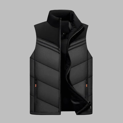 Men’s Padded Vest – Slim Fit – Quilted Insulation – High Collar – Zippered Pockets