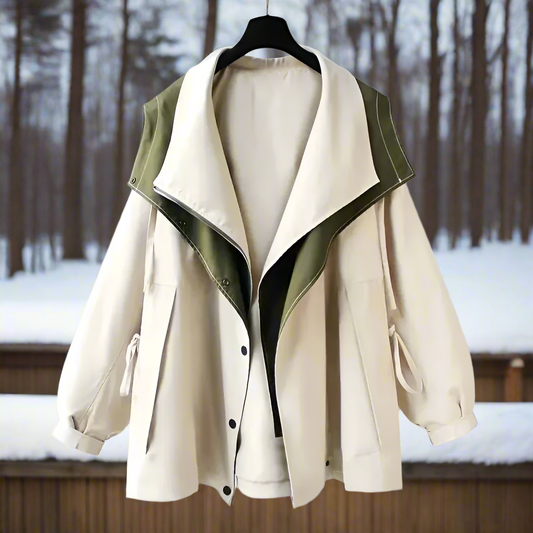 Women’s Oversized Jacket – Hidden Closure – Adjustable Sleeves – Large Pockets