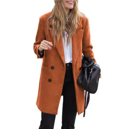 Women’s Trench Coat – Tailored Fit – Wool Blend – Double-Breasted – Mid-Thigh Length