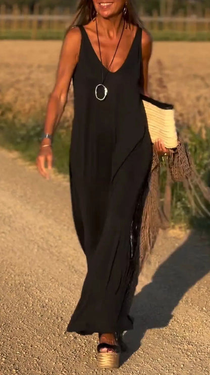 Casual V-Neck Maxi Dress