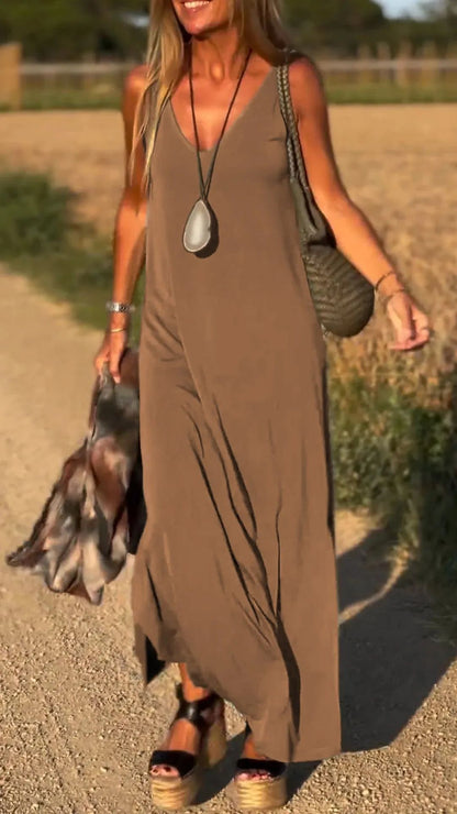 Casual V-Neck Maxi Dress