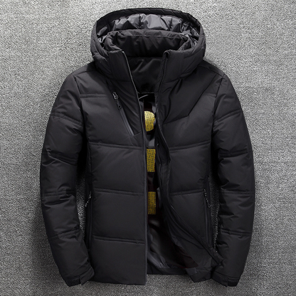 Men’s Puffer Jacket – Quilted Insulation – Hooded – Wind Resistant – Zippered Pockets