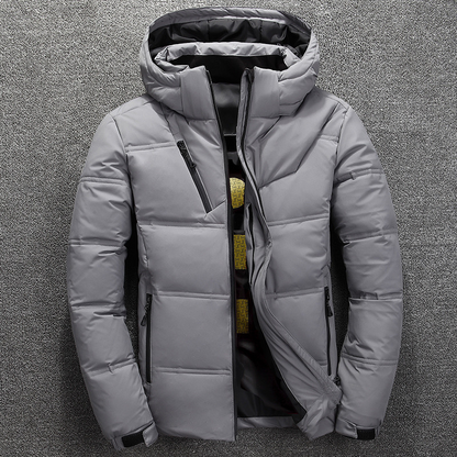 Men’s Puffer Jacket – Quilted Insulation – Hooded – Wind Resistant – Zippered Pockets