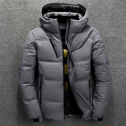 Men’s Puffer Jacket – Quilted Insulation – Hooded – Wind Resistant – Zippered Pockets