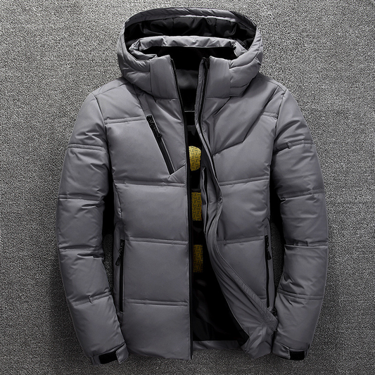 Men’s Puffer Jacket – Quilted Insulation – Hooded – Wind Resistant – Zippered Pockets