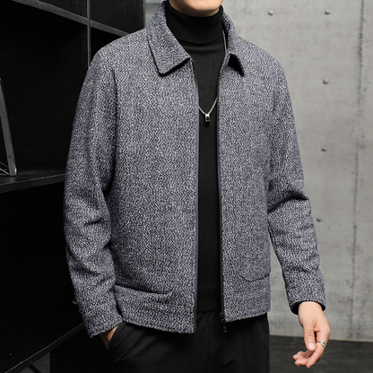 Men’s Coat – Regular Fit – Textured Woven Fabric – Full Zip – Banded Cuffs & Hem