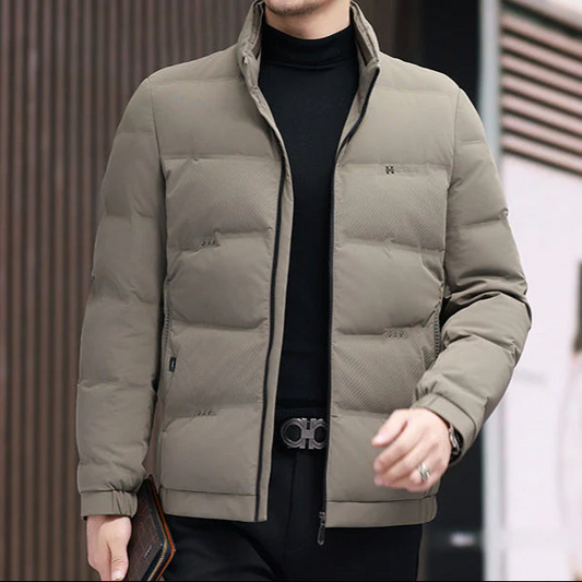 Men’s Puffer Jacket – Regular Fit – Quilted Insulated – Stand Collar – Lightweight Warm