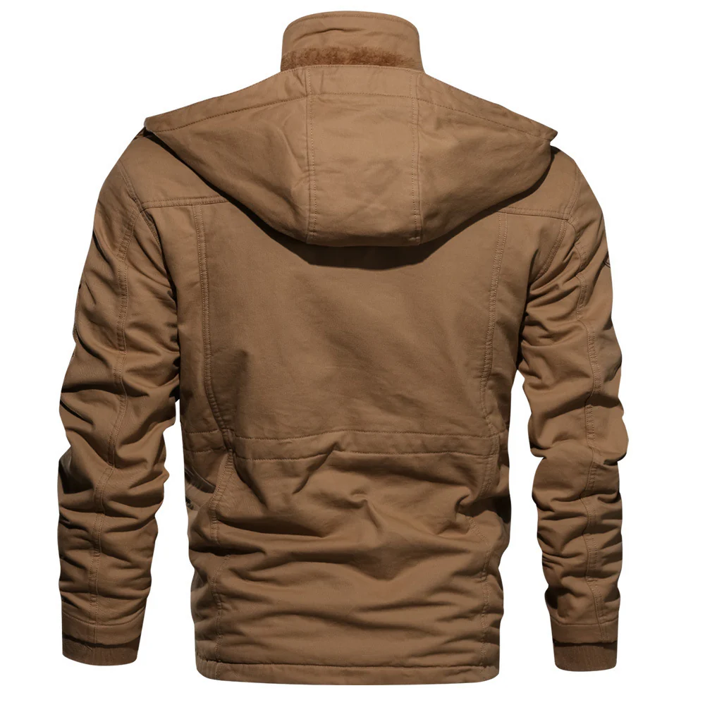 Men’s Bomber Jacket – Cotton Shell – Fleece Lined – Multi-Pocket – Drawstring Waist