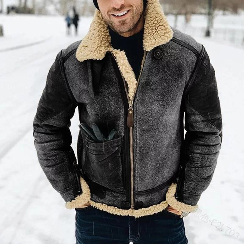 Men’s Bomber Jacket – Structured Fit – Shearling Collar & Cuffs – Suede Look – Zip Closure