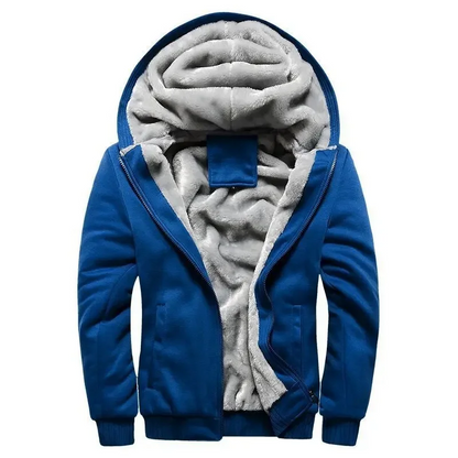 Men’s Hooded Jacket – Plush Lined – Regular Fit – Full Zip – Ribbed Cuffs and Hem