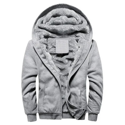 Men’s Hooded Jacket – Plush Lined – Regular Fit – Full Zip – Ribbed Cuffs and Hem