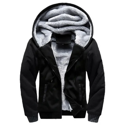 Men’s Hooded Jacket – Plush Lined – Regular Fit – Full Zip – Ribbed Cuffs and Hem