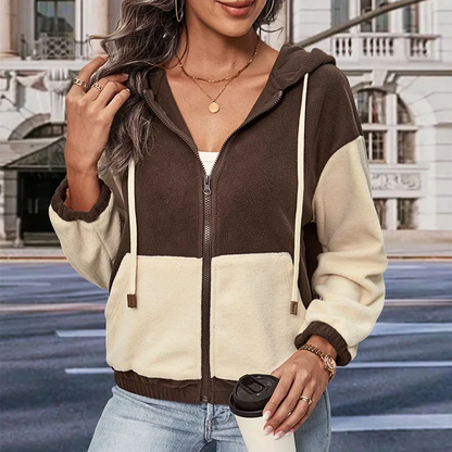 Women’s Hoodie – Fleece Lined – Relaxed Fit – Zip-Up Striped Casual Layering