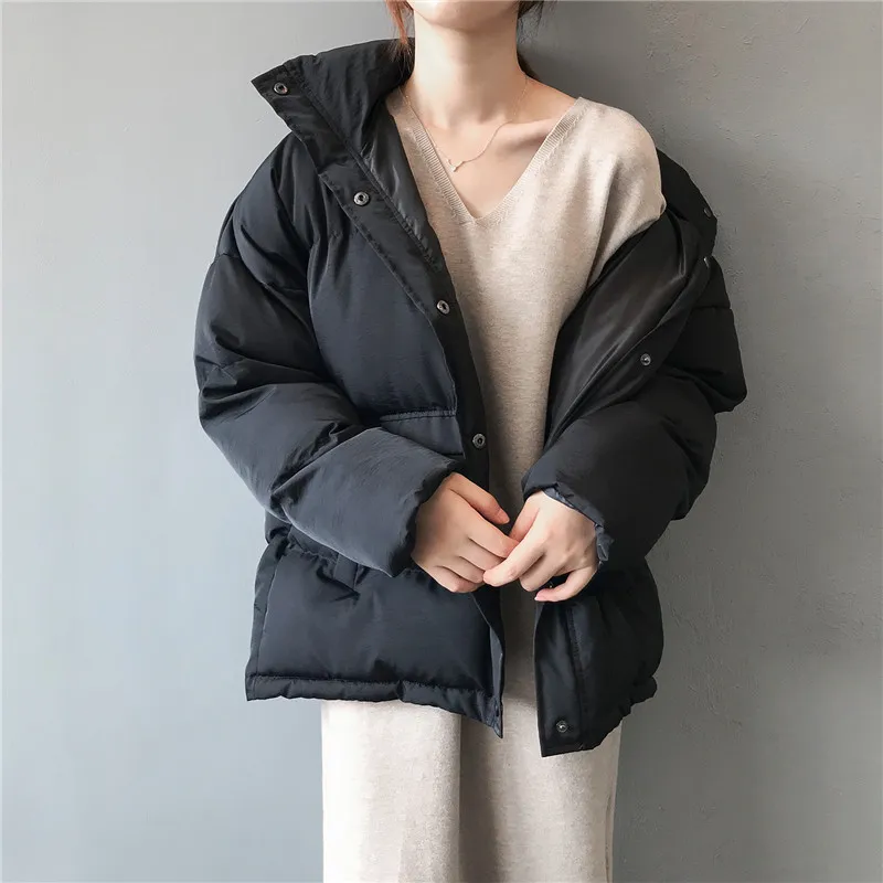 Women’s Parka Jacket – Oversized Fit – Quilted Insulated – High Collar – Side Pockets