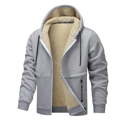 Men’s Jacket – Relaxed Regular Fit – Sherpa Lined – Fleece Outer – Full Zip Hoodie