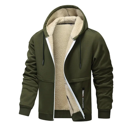 Men’s Jacket – Relaxed Regular Fit – Sherpa Lined – Fleece Outer – Full Zip Hoodie