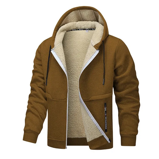 Men’s Jacket – Relaxed Regular Fit – Sherpa Lined – Fleece Outer – Full Zip Hoodie