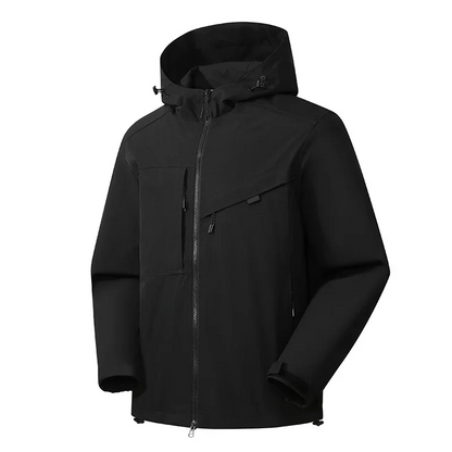 Men’s Jacket – Weather-Resistant – Relaxed Fit – Hooded – Zip Pockets – Zipper Closure