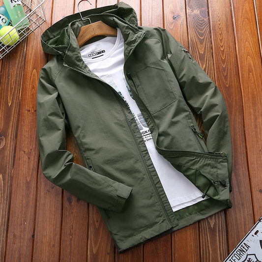 Men’s Hooded Jacket – Lightweight Relaxed Fit – Breathable Mesh – Multi-Pocket Design