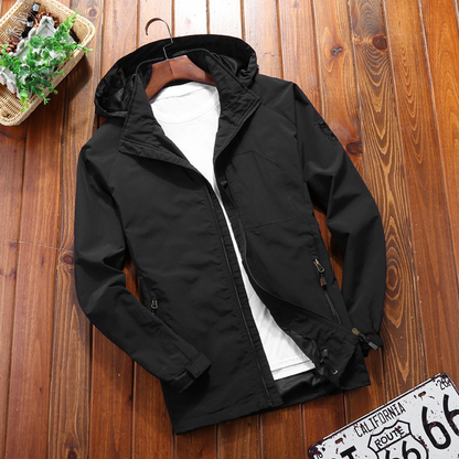 Men’s Hooded Jacket – Lightweight Relaxed Fit – Breathable Mesh – Multi-Pocket Design