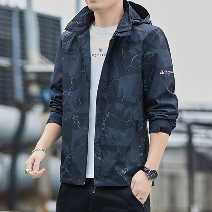 Men’s Jacket – Lightweight Technical Fabric – Regular Fit – Zipper Pockets – Adjustable Cuffs