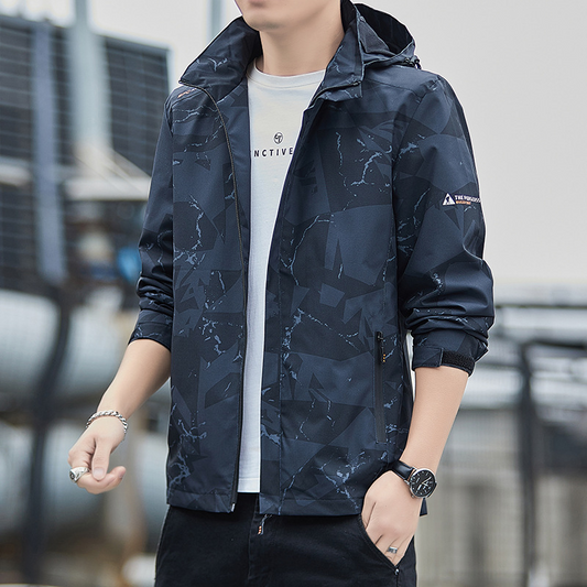 Men’s Jacket – Lightweight Technical Fabric – Regular Fit – Zipper Pockets – Adjustable Cuffs
