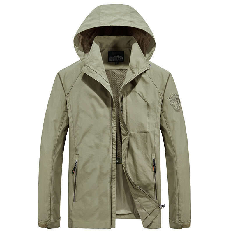 Men’s Outdoor Jacket – Lightweight Quick-Dry – Hooded Loose Fit – Multi-Pocket