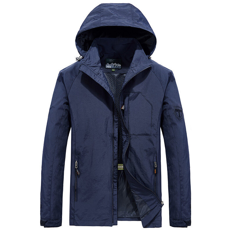 Men’s Outdoor Jacket – Lightweight Quick-Dry – Hooded Loose Fit – Multi-Pocket