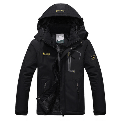 Men’s Outdoor Jacket – Insulated Fleece Lining – Windproof Water-Resistant – Adjustable Hood