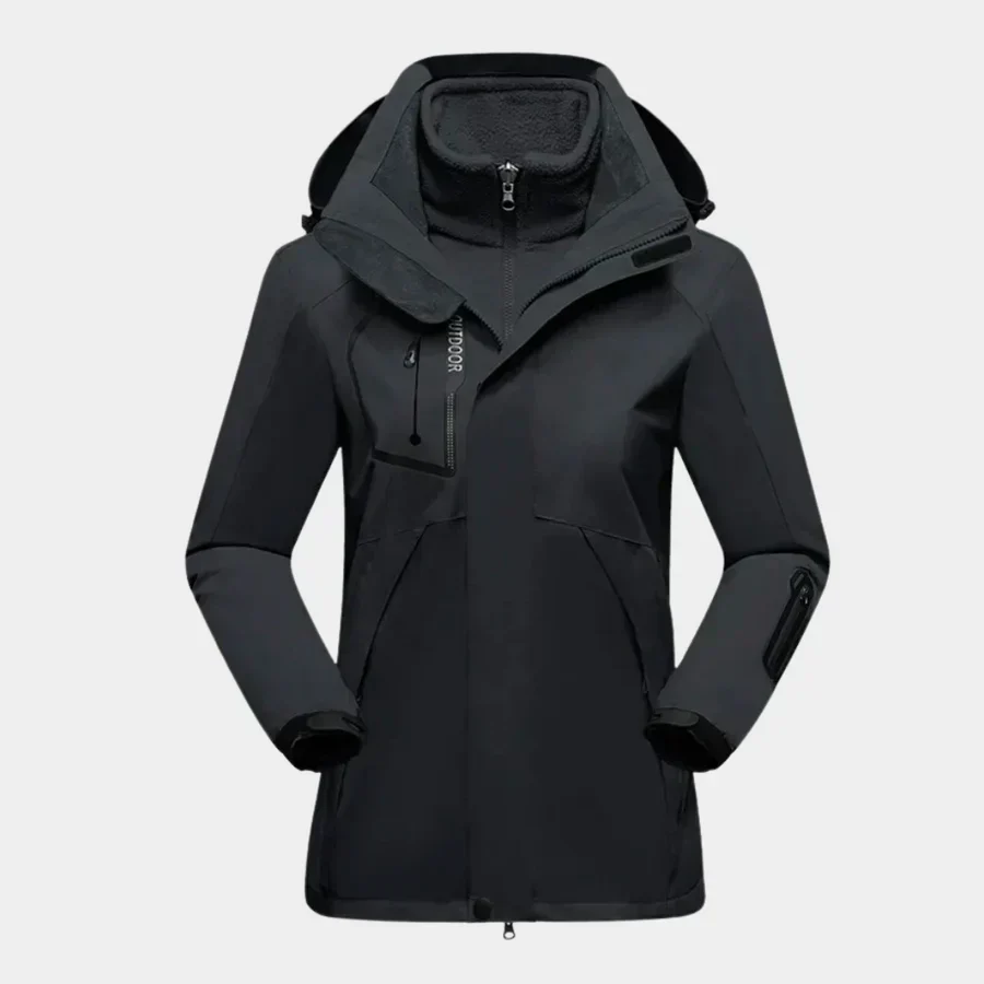 Women’s Outdoor Jacket – Water-Resistant – 2-in-1 Design – Removable Fleece Liner