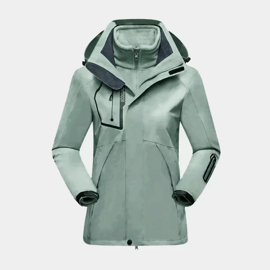 Women’s Outdoor Jacket – Water-Resistant – 2-in-1 Design – Removable Fleece Liner