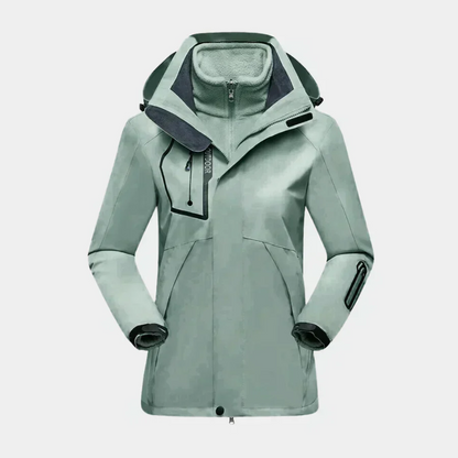 Women’s Outdoor Jacket – Water-Resistant – 2-in-1 Design – Removable Fleece Liner