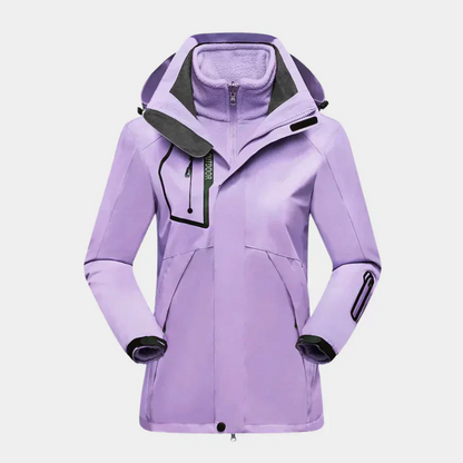 Women’s Outdoor Jacket – Water-Resistant – 2-in-1 Design – Removable Fleece Liner