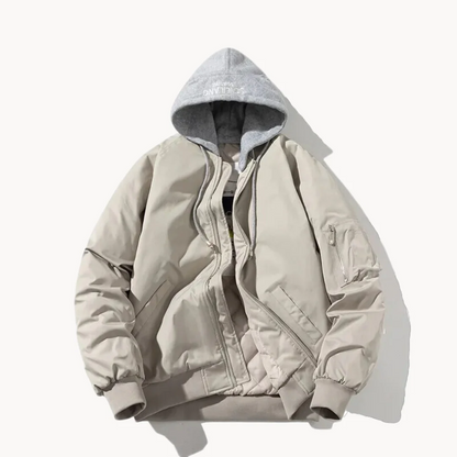 Men’s Bomber Jacket – Relaxed Fit – Quilted Lining – Hooded – Utility Sleeve Pocket