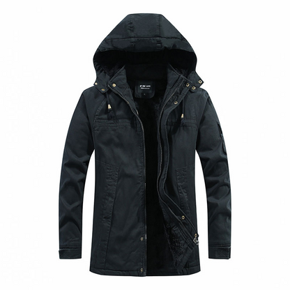 Men’s Hooded Coat – Relaxed Fit – Sherpa Lined – Zipper Front – Utility Pockets