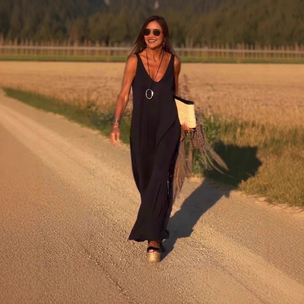 Casual V-Neck Maxi Dress