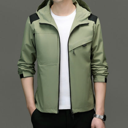 Men’s Jacket – Weather-Resistant – Relaxed Fit – Hooded – Zip Pockets – Zipper Closure