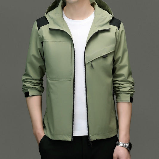 Men’s Jacket – Weather-Resistant – Relaxed Fit – Hooded – Zip Pockets – Zipper Closure