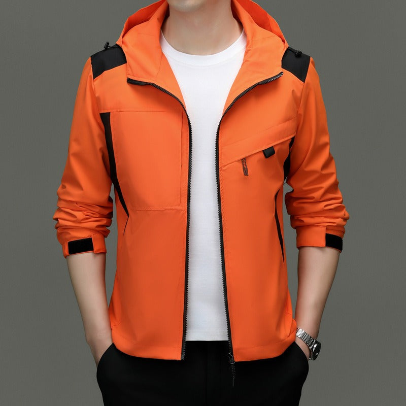 Men’s Jacket – Weather-Resistant – Relaxed Fit – Hooded – Zip Pockets – Zipper Closure